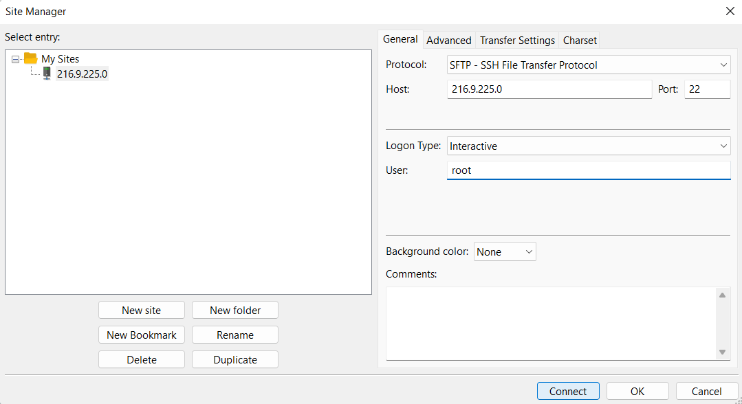 FileZilla bağlantı ayarları